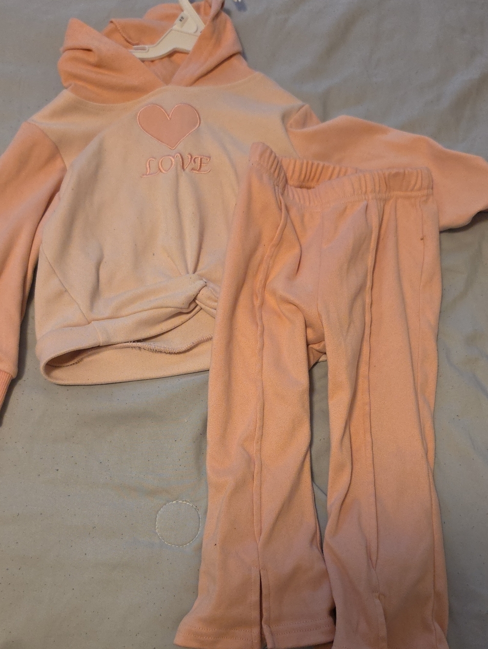 Kids Peach 'LOVE' Hoodie & Leggings Matching Set - Brand Unspecified